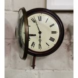 Single Fusee Wall Clock, with convex glass in a circular mahogany case, 36cm x 36cm