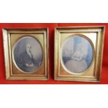 Pair of gilt framed lithographs – Portraits of English Gent and Lady, each in a gold frames, 26cm
