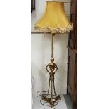 A good gilt brass classical style Floor Standing Lamp with gold coloured shade 175cm h