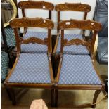 4 x Regency Dining Chairs with scrolled shaped top rails and scrolled slats, sabre lets, removable