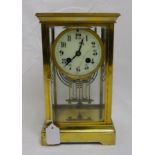 4-glass French Movement Mantle Clock, striking on a gong, with bevelled glass, inscribed on the