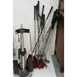 Approximately 16 golf clubs, drivers, wedges, some Griffith, Pins and Dunlop et., mainly lefthanded,