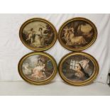 Two Pairs of Oval Shaped Colour Lithographs, after Bartolozzi – romantic scenes with cupids, in