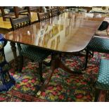 Good quality Georgian style mahogany Extending Dining Table with two leaves, polished brass toes,