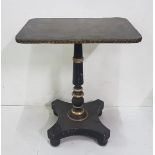 Regency Ebonised Occasional Table, the tilt-type top decorated with a landscape scene (worn