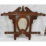 Oak Framed Wall Hanging Hat/Belt Rack, with a horse-shape mirror insert, 90cmW x 95cmH