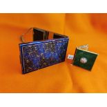 KIGU of London powder compact with mirror & an Edwardian blue enamelled vanity travelling compact,