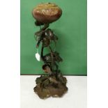 An unusual Art Nouveau style Lamp Base modelled as a stork entwined with leaves on a lily pad (