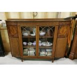 1920’s good bow-shaped Display Cabinet, 2 glass doors and a bowed cabinet on either end, 1.9cmw x