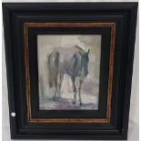 Con Campbell “Horse Study”, Oil on Board in a black frame, 24cm x 19cm