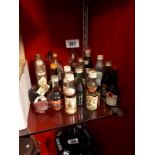 Collection of various miniature liqueurs.