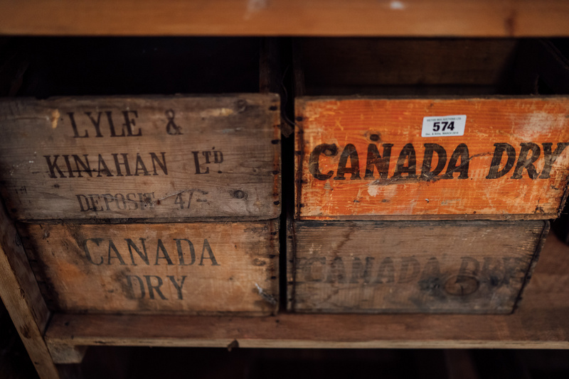 Ten early 20th C. Canadian Dry wooden bottle crates.