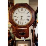 William IV mahogany drop dial Fusee wall clock by J & H MARSDEN COVENTRY.