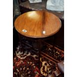 Inlaid mahogany circular centre table on square tapered legs {71 cm H x 56 cm Diameter}.