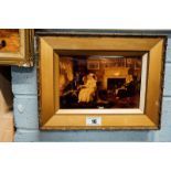 Pair of Victorian gilt framed pictures on glass.