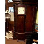 Irish Georgian mahogany long cased clock with square painted dial.