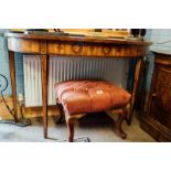 Pair of inlaid rosewood and mahogany demi-lune side tables,