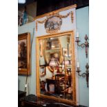 Good quality Victorian gilt wood and painted French wall mirror.