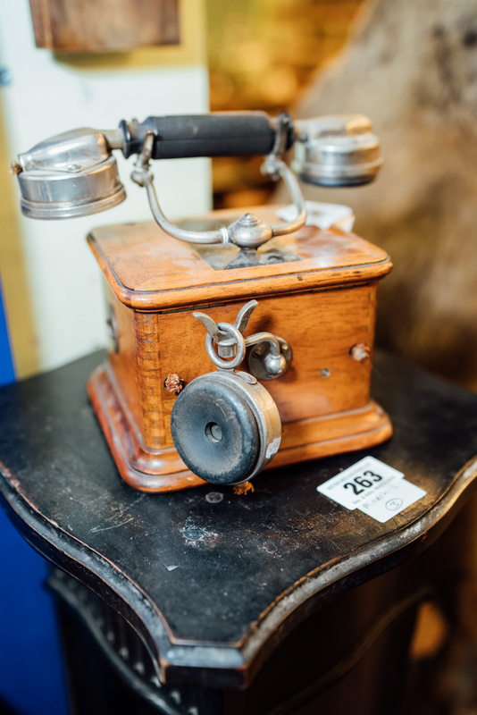 Early 20th C. mahogany and chrome telephone.