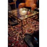 Art Deco stlye brass and glass coffee table {60 cm H x 60 cm W x 60 cm D}.