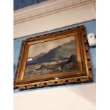 Gilt framed print, J.H.CRAIG Mountain scene.