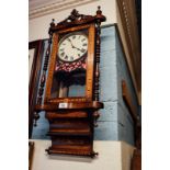 Victorian mahogany inlaid wall clock.