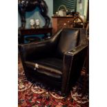 Art Deco leather club chair.