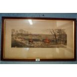 19th C. framed hunting print '' Off To The Meet ''.