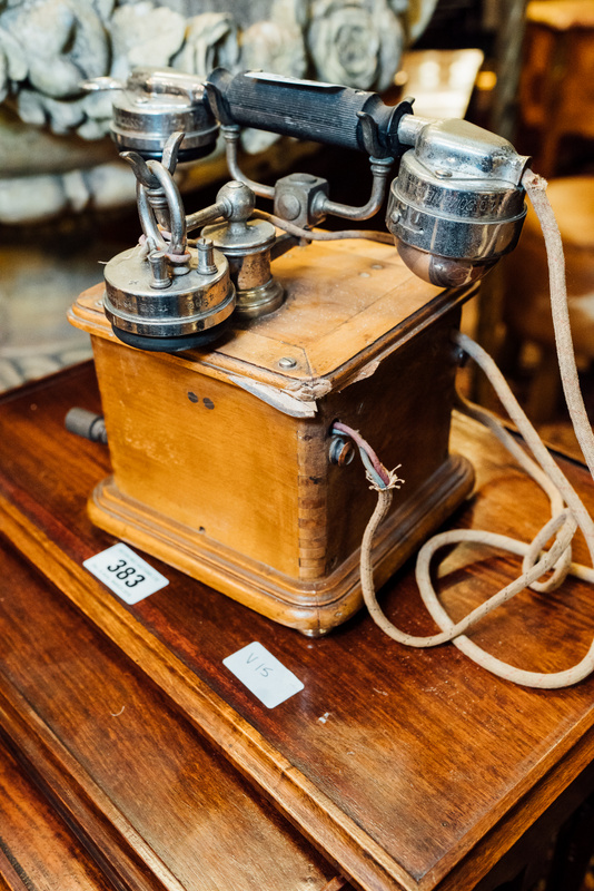 Early 20th C. chrome and metal telephone.