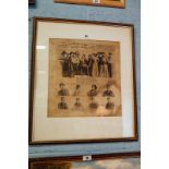 Framed black and white print on fabric of Irish Players April 1913