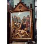 Early 20th. C. carved oak Station of The Cross. { 156cm H X 79cm W }.