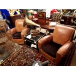 Pair of 1930s leather club chairs.