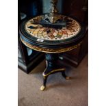 Gilt and ebonised marble top specimen table.