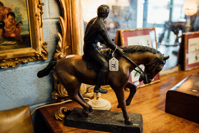 Good quality pair of bronze models of a horse and jockey.