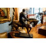 Good quality pair of bronze models of a horse and jockey.