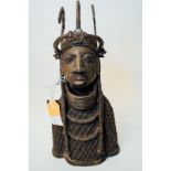 Bust of an Oba in armour (Bronze, high quality, possibly 19th C.) Benin, Edo Nigeria.