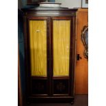 Victorian French mahogany Brass inlaid two door cabinet in the empire style.