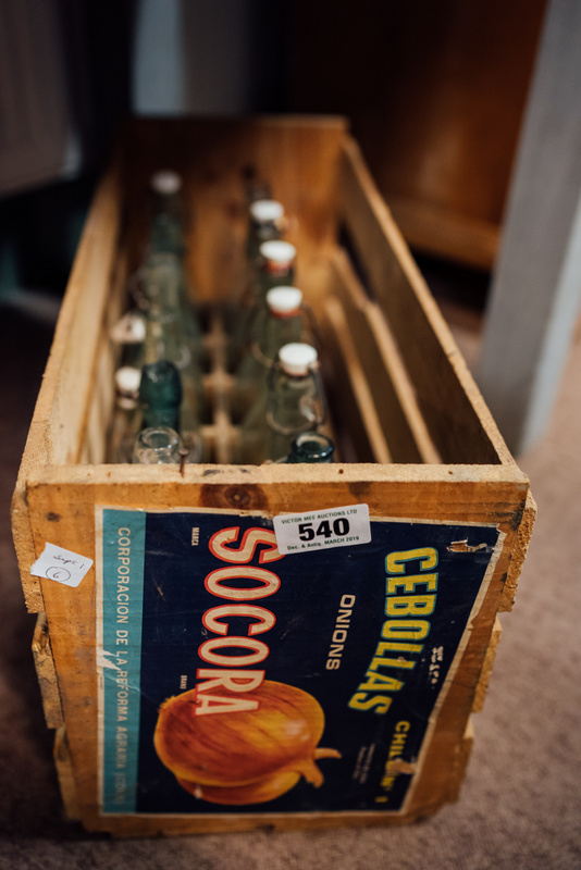 Early 20th. C. onion box with original paper label.