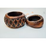 Pair of carved wooden anklets.