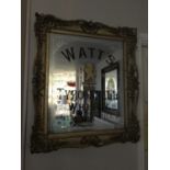 Watt's Tyrconnell whiskey pure pot still in gilt frame advertising mirror" W x 38" H