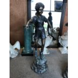 Fine bronze figure of a young girl on a rocky base 70" H