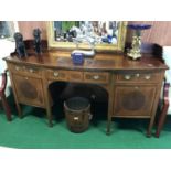 Georgian mahogany inlaid bow front sideboard 72" W x 29" D x 41" H