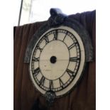 Faux clock painted with metal dial 48" W