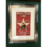 White Star Line Liverpool America framed advertisement 19" W x 25" H