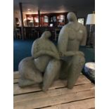 Most unusual abstract sculpture of 2 people 42" W x 38" H