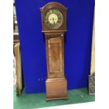 Victorian brass dial grandfather clock with mahogany case 75" H