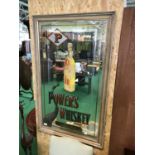 Large Powers whiskey bottle mirror. 5?ft x 3?ft.