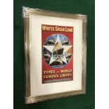 Framed White Star Line Advertisement 18" W x 24" H