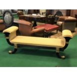 Fine Regency style double ended window seat or settee ebonised and gilt decoration 77" W x 27" D x