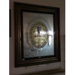 Large Guinness label advertising mirror in a gilt frame 45"W x 58"H